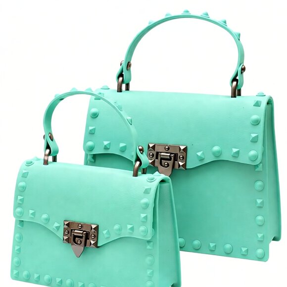 DASTI Studded Jelly Crossbody Bag Mint Green – Mini & Medium Sizes - Picture 4 of 11